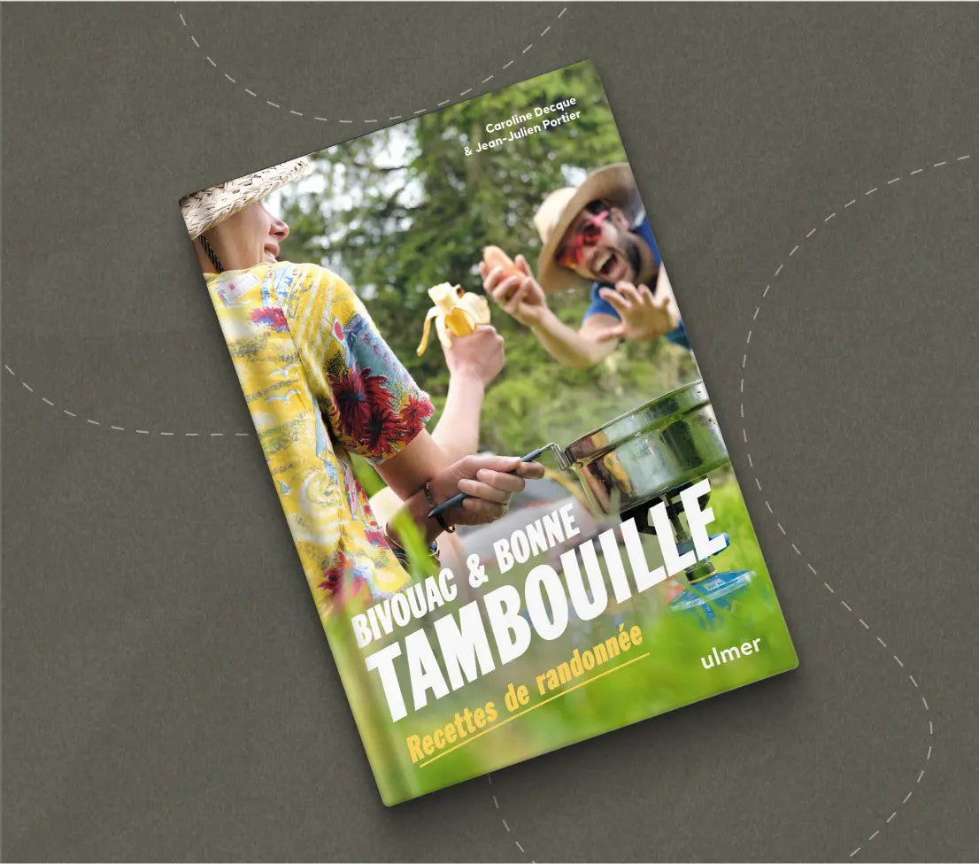 Pochette avant du livre de recette de randonnée "Bivouac & bonne tambouille"