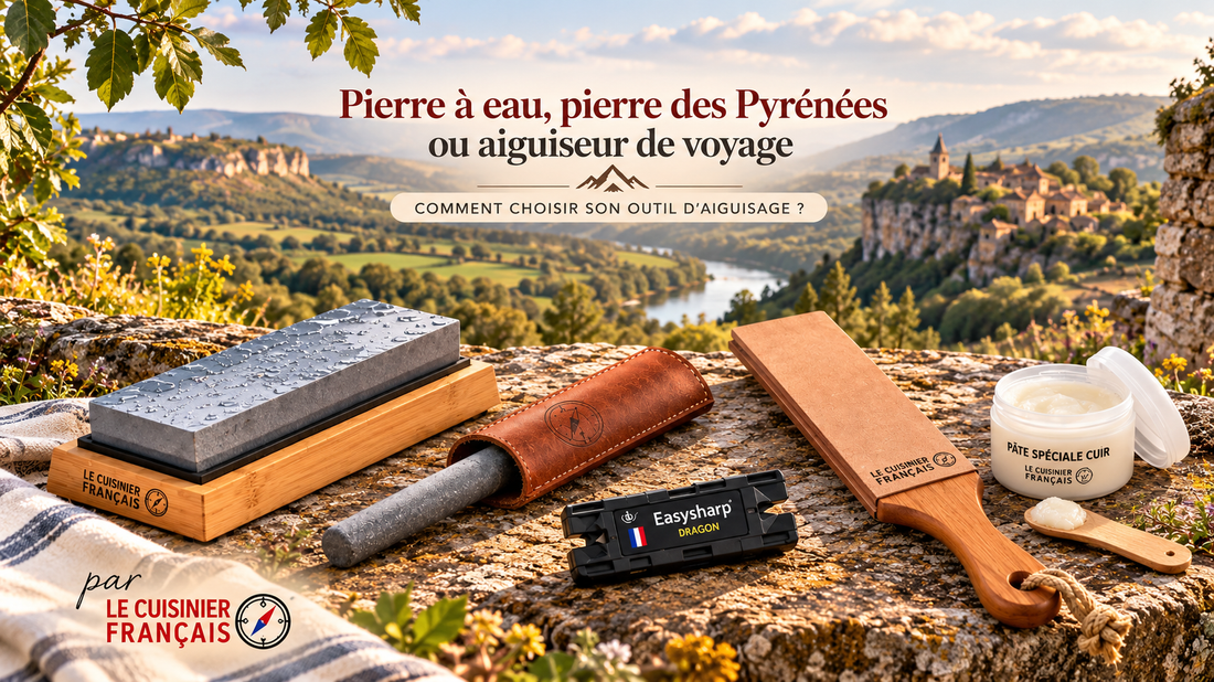 Pierre à eau, pierre des Pyrénées ou aiguiseur de voyage : comment choisir son outil d'aiguisage ?