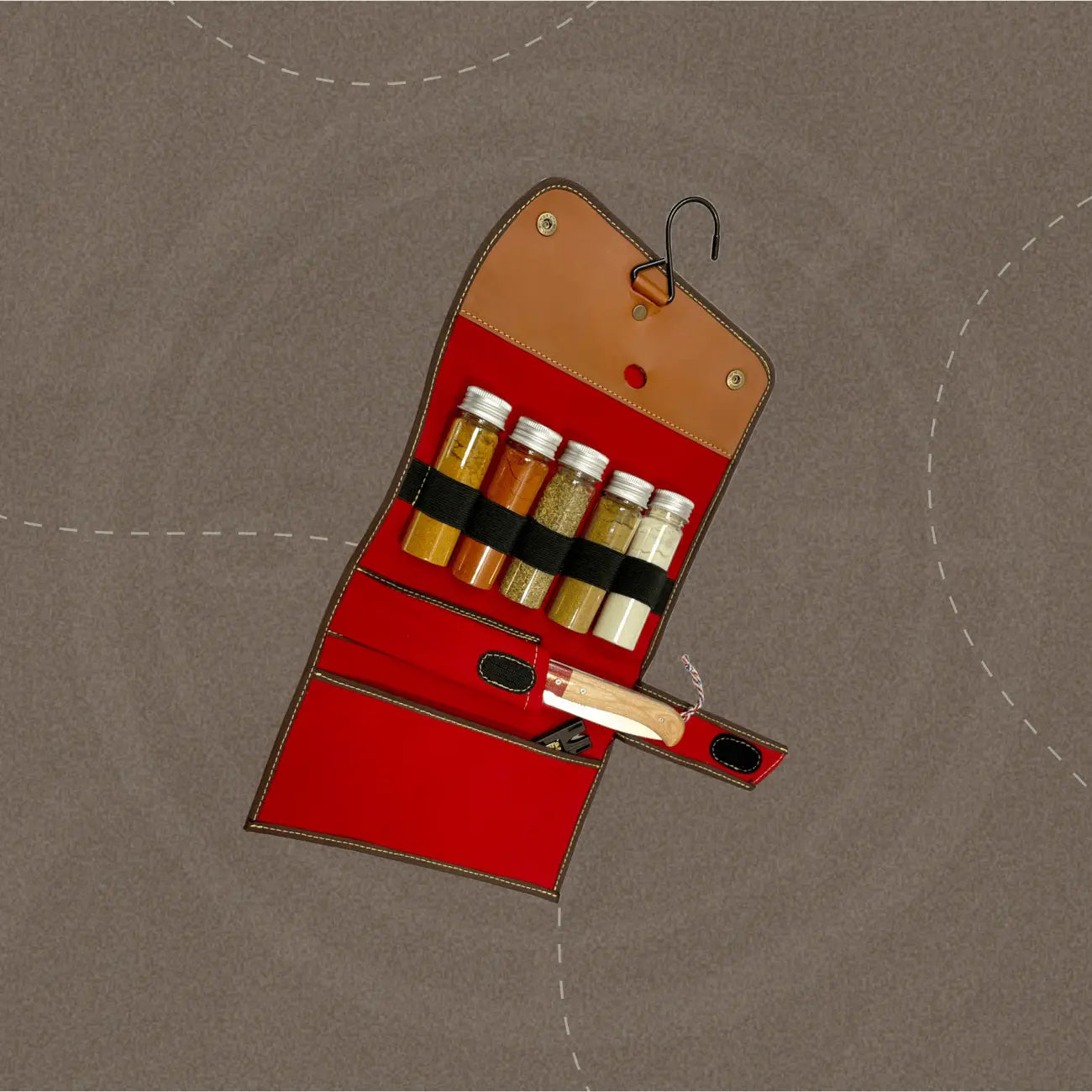 Trousse d'épicerie nomade complète avec épices et couteau Esperluète Mini